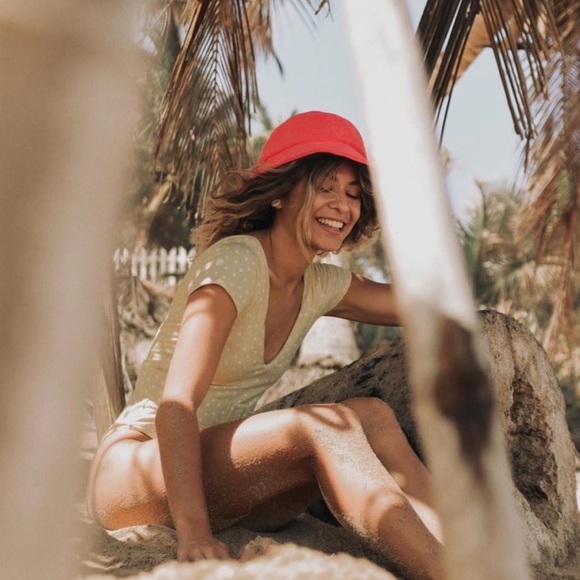 NWT Billabong x Salty Blonde Sundipped One Piece Swimsuit Yellow Polka Dot Belt - Picture 7 of 12